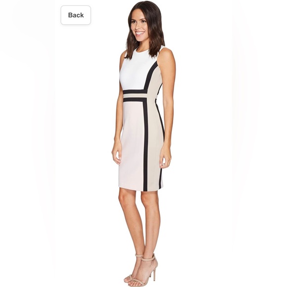 Calvin Klein Color block sheath dress Pink White Beige Size 4 - Picture 2 of 5
